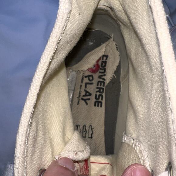 Converse x Comme Des Garcons Shoes Mens Size 12 Ivory High Top Chuck *AS IS READ - Picture 12 of 14